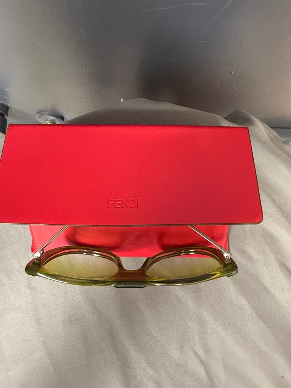 Fendi Tortoiseshell Frame Sunglasses with Lime Green Lenses - Picture 5 of 6